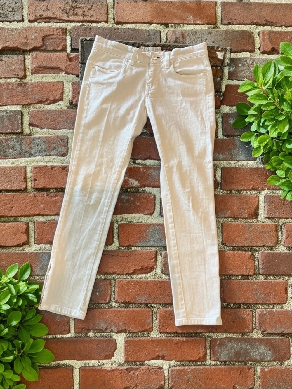 Stella McCartney White Skinny Ankle Zip Jeans Made in Italy IT 26